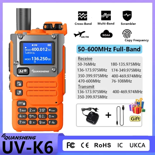 Yellow Quansheng UV K6 Walkie Talkie  Army Green Version AM FM UHF VHF Multi Bands Ham Radios - Image 3