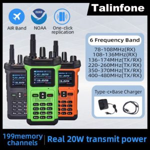 Two way Radio 20W Newest High Power Air Band NOAA One-click replication 6 bands VHF UHF 199CHS 10800 Battery
