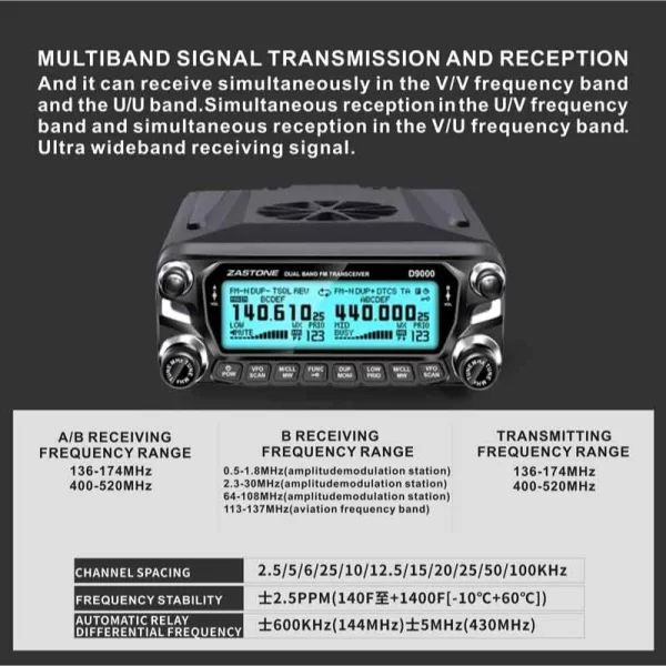 Zastone D9000 Wireless BT Microphoe Car Mobile Radio Station 50W UHF/VHF 136-174/400-520MHz Two way radio Ham HF Transceiver - Image 5