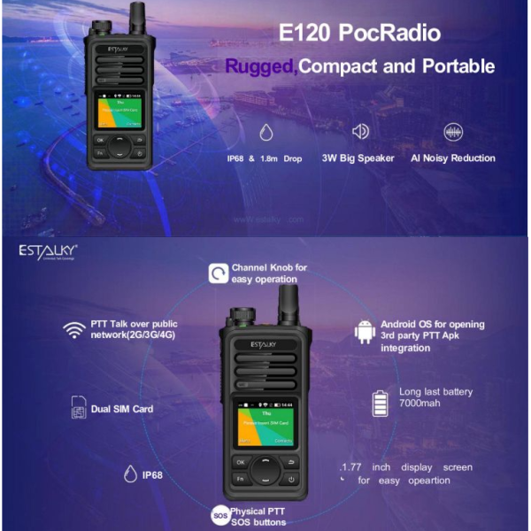 Estalky E120 LTE 4G handheld push to talk Poc Radio - Image 2
