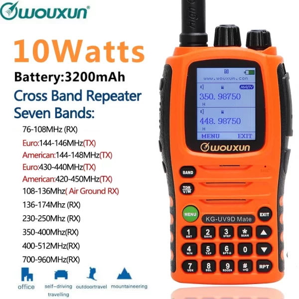 Wouxun New KG-UV9D Mate 7 band Air Band 10W Powerfrul 3200mAh Cross band Repeater Amateur Radio Walkie Talkie Upgrade KG-UV9D - Image 2