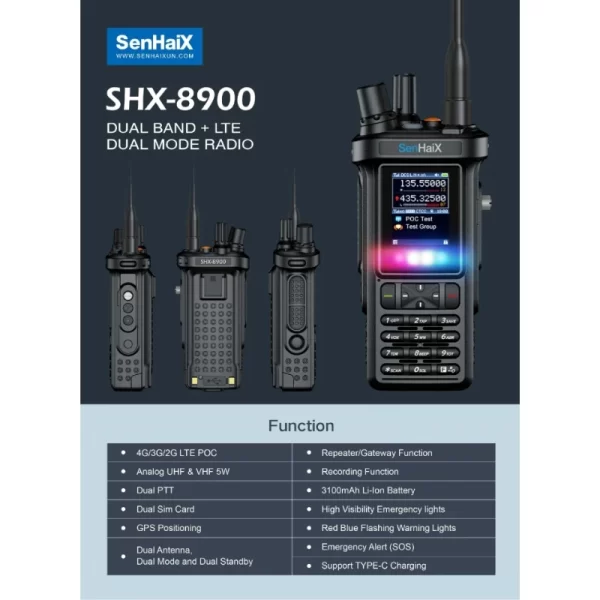 SHX-8900 Senhaix 8900 4G LTE Dual Band Dual Mode POC Walkie Talkie