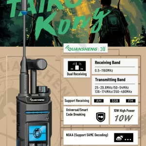 ​Quansheng TK11 10W VHF/UHF Dual Band Radio 999CH CTCSS/DCS IP55 2500mAh Type-C NOAA Weather Alarm CE