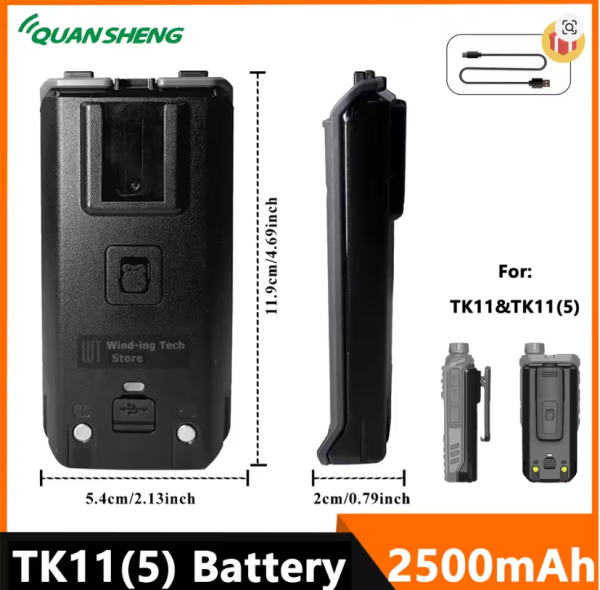 Original Batteries Replacement Quansheng TK11(5) Spare Battery Back Clip