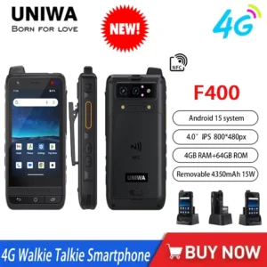 NEW UNIWA F400 4G Zello Walkie Talkie  PTT Phone 4" Android15 5.0MP 13MP 4GB+64GB 4350mAh 15W PoC Radio SOS NFC