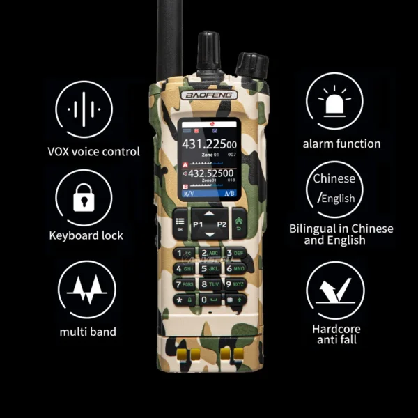 Camouflage BAOFENG UV32 GPS 10W Multi Band Programming Wireless Copy Frequency NOAA Long Range Ham Radio Camping UV-32 Walkie Talkie - Image 6