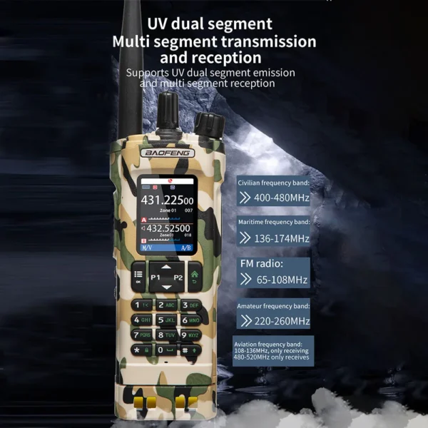 Camouflage BAOFENG UV32 GPS 10W Multi Band Programming Wireless Copy Frequency NOAA Long Range Ham Radio Camping UV-32 Walkie Talkie - Image 4