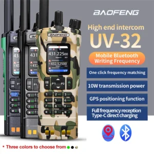Camouflage BAOFENG UV32 GPS 10W Multi Band Programming Wireless Copy Frequency NOAA Long Range Ham Radio Camping UV-32 Walkie Talkie