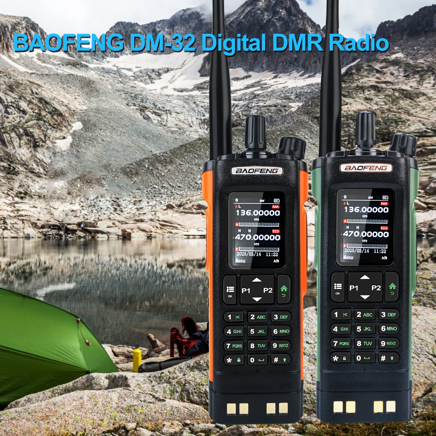 NEW Orange Baofeng DM-32 GPS APRS AES256 Encryption DMR Digital Analog UHF VHF Dual Band 8W Air Band FM Walkie Talkie DM-32UV