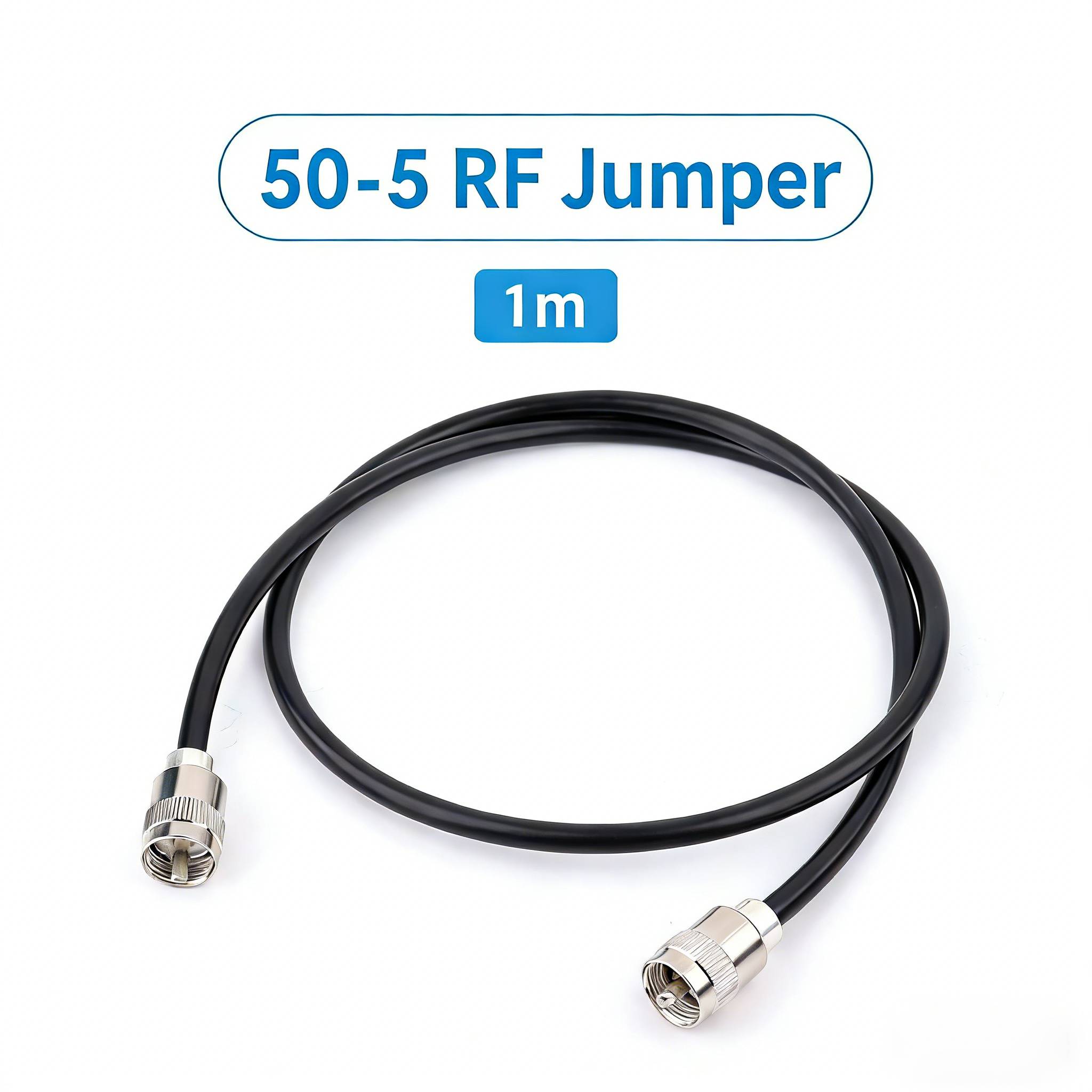 50Ω RF Jumper Cable for Antenna Systems | 50-5 M-M Coax 1m Low Loss