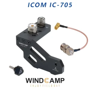 Aluminum Antenna Support Bracket for ICOM IC-705 (WINDCAMP RC-1) - Includes RF Cable & Grounding Port