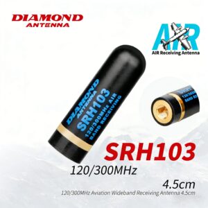 DIAMOND SRH103 120/300MHz Airband Receive Stubby Antenna with SMA-P Connector - 4.5cm Handheld Whip