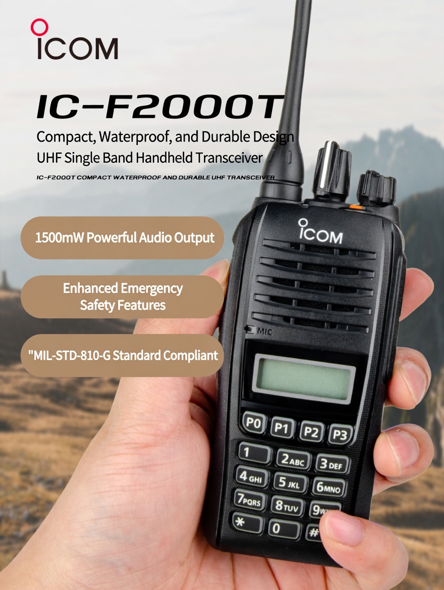 ICOM IC-F2000T UHF Portable Radio | IP67 Waterproof & Compact