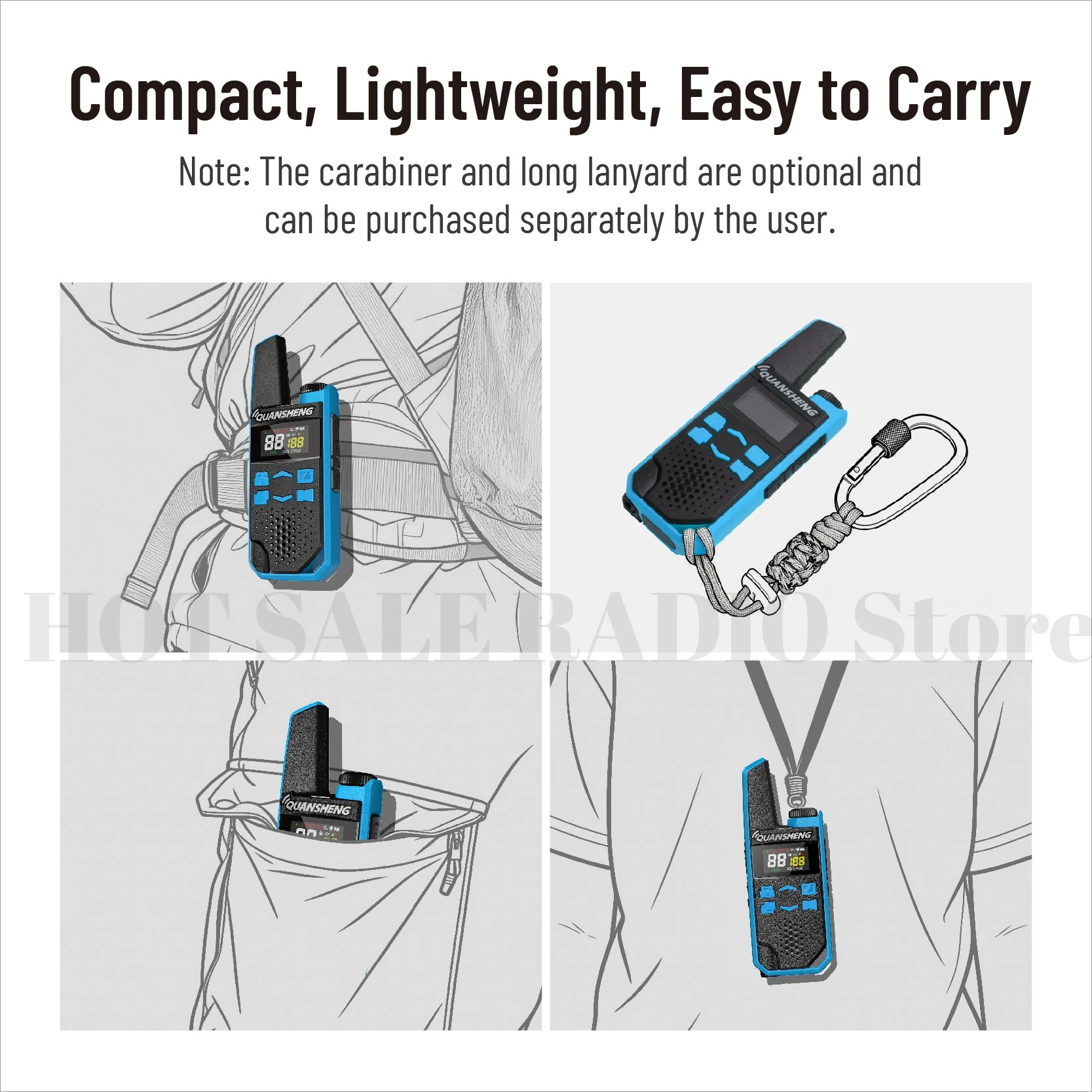 2Pcs QUANSHENG TG-FR1 PMR446 FRS Mini Walkie Talkie Licence-free Type-C Charger Long Range Two Way Radio for Camping Hotel - Image 6