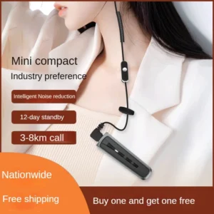 Ultra Compact Mini Walkie Talkie Earpiece Set – Long Battery Type-C for Hotel Restaurant Hair Salon Team Communication