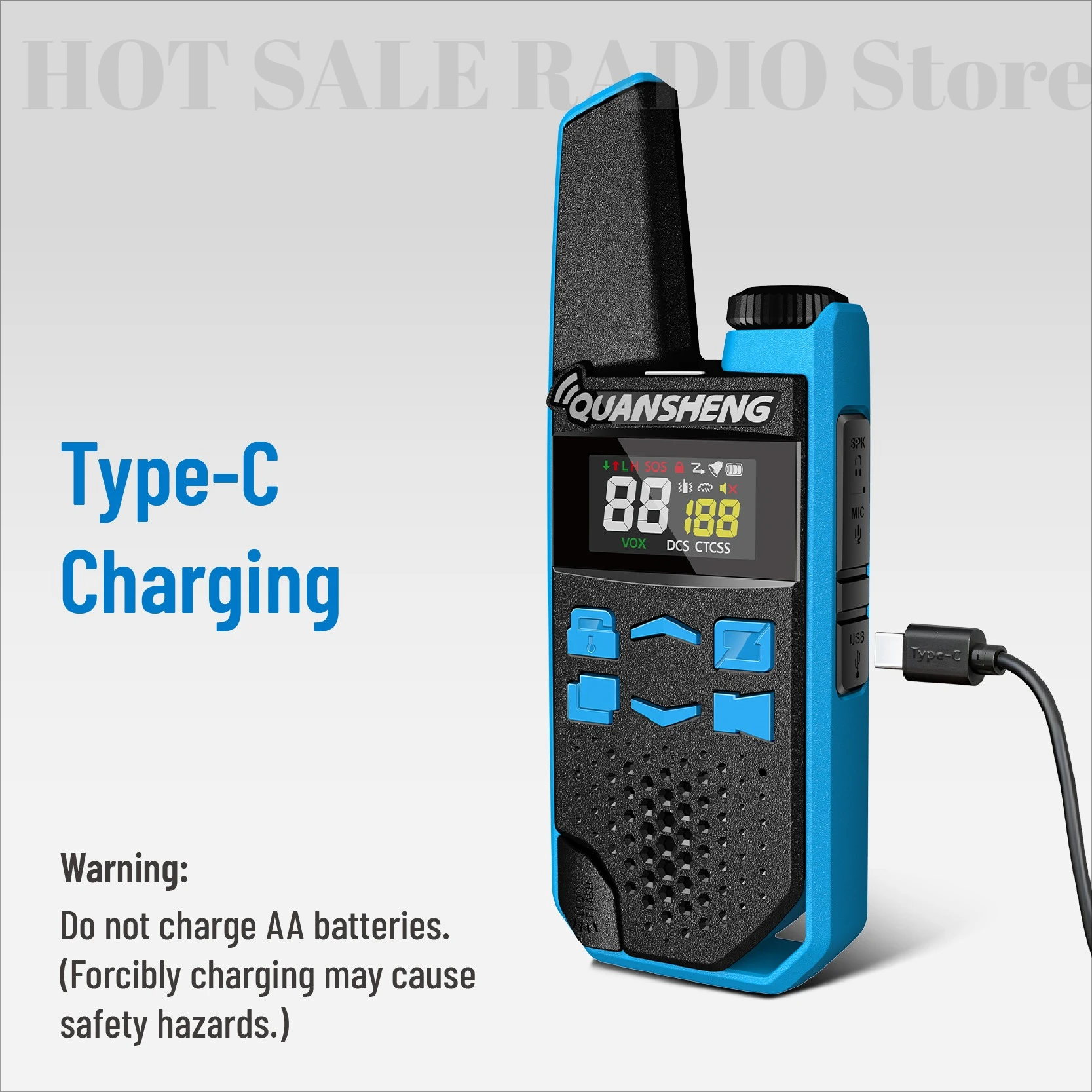 2Pcs QUANSHENG TG-FR1 PMR446 FRS Mini Walkie Talkie Licence-free Type-C Charger Long Range Two Way Radio for Camping Hotel - Image 5