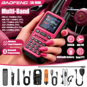 Baofeng 5Rmini Walkie-Talkie Bluetooth Programming Aviation Receiver Dual PTT Transmitter Key Outdoor Travel Baofeng Handheld Radio