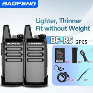 Baofeng BF-R5 Mini 5W Dual Band Walkie Talkie Long Range USB Rechargeable Portable Slim Handheld Radio with VOX